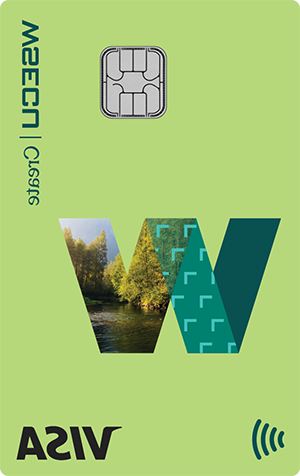 前视图的WSECU创建Visa信用卡